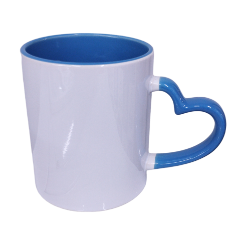 Caneca Cer. 325ml Branca Interna e Alça Coração Az. Escuro Live P/ Sublimaçao Caneca Cer. 325ml Branca Interna e Alça Coração Az. Escuro Live P/ Sublimaçao