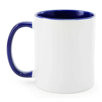 Caneca Cer. 325ml Branca - Interna e Alça Az. Escuro Importada P/ Sublimaçao Caneca Cer. 325ml Branca - Interna e Alça Az. Escuro Importada P/ Sublimaçao