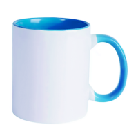 Caneca Cer. 325ml Branca - Interna e Alça Azul Claro Importada P/ Sublimaçao Caneca Cer. 325ml Branca - Interna e Alça Azul Claro Importada P/ Sublimaçao