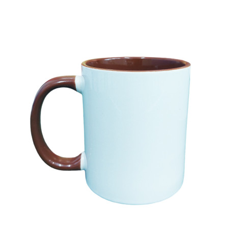 Caneca Cer. 325ml Branca - Interna e Alça Marrom Importada P/ sublimação Caneca Cer. 325ml Branca - Interna e Alça Marrom Importada P/ sublimação