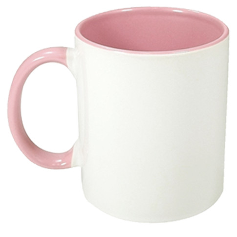 Caneca Cer. 325ml Branca - Interna e Alça Rosa Importada P/ Sublimaçao Caneca Cer. 325ml Branca - Interna e Alça Rosa Importada P/ Sublimaçao