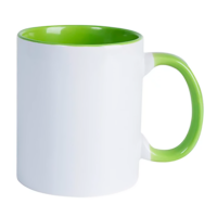 Caneca Cer. 325ml Branca - Interna e Alça Verde Claro Importada P/ Sublimaçao Caneca Cer. 325ml Branca - Interna e Alça Verde Claro Importada P/ Sublimaçao