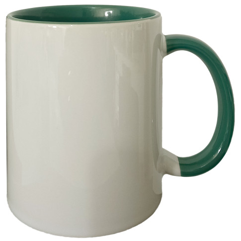 Caneca Cer. 325ml Branca - Interna e Alça Verde Escuro Importada P/ Sublimac Caneca Cer. 325ml Branca - Interna e Alça Verde Escuro Importada P/ Sublimac