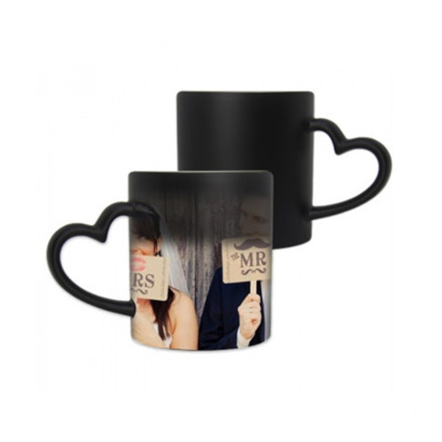 Caneca Cer.325ml Magica Alça Coraçao - Preta Fosca Importada P/ Sublimaçao Caneca Cer.325ml Magica Alça Coraçao - Preta Fosca Importada P/ Sublimaçao