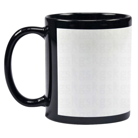 Caneca Cer. 325ml Preta Com Tarja Branca - Live P/ Sublimaçao Caneca Cer. 325ml Preta Com Tarja Branca - Live P/ Sublimaçao