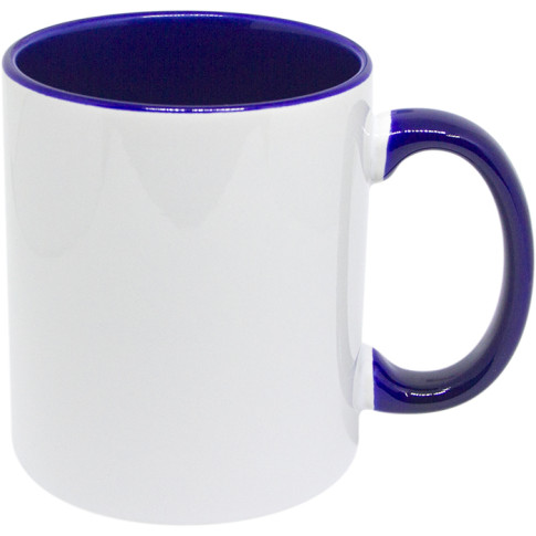 Caneca Cer. 325ml Branca - Interna e Alça Azul Escuro Live P/ Sublimaçao Caneca Cer. 325ml Branca - Interna e Alça Azul Escuro Live P/ Sublimaçao