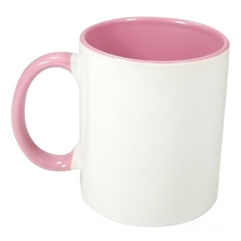 Caneca Cer. 325ml Branca - Interna e alça Rosa Live Caneca Cer. 325ml Branca - Interna e alça Rosa Live