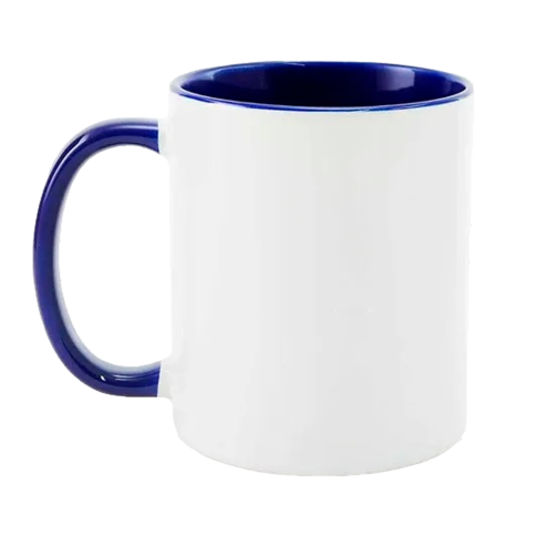 Caneca Cer. 325ml Branca - Interna e Alça Azul Escuro Importada Caneca Cer. 325ml Branca - Interna e Alça Azul Escuro Importada