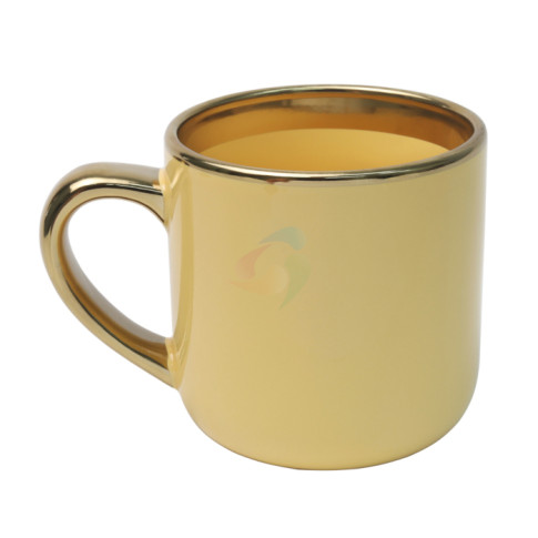 Caneca Cer. 400ml Amarela Imperial C/ Alça e Borda Cromada dourada Live Caneca Cer. 400ml Amarela Imperial C/ Alça e Borda Cromada dourada Live