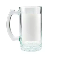 Caneca De Chopp Em Vidro 475ml Transparente Tarja Branca P/ Sublimaçao Caneca De Chopp Em Vidro 475ml Transparente Tarja Branca P/ Sublimaçao