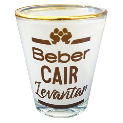 Copo de Vidro Tequila 50ml- Tarja Branca e Borda Dourada P/ Sublimação Copo de Vidro Tequila 50ml- Tarja Branca e Borda Dourada P/ Sublimação