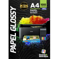 Papel Foto Adesivo Glossy 80g A4 C/100 Folhas