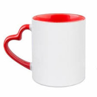 Caneca Cer. 325ml Branca Interna e Alça Coração Vermelha Importada P/ Sublimaçao Caneca Cer. 325ml Branca Interna e Alça Coração Vermelha Importada P/ Sublimaçao