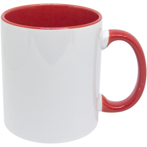 Caneca Cer. 325ml Branca - Interna e Alça Vermelha Live P/ Sublimaçao Caneca Cer. 325ml Branca - Interna e Alça Vermelha Live P/ Sublimaçao